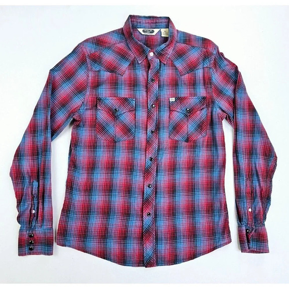 Salt Valley Other - Salt Valley Size Medium Men's Red Black Blue Check Pearl Snap Long Sleeve Shirt
